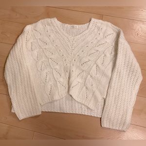 White oversized knit sweater